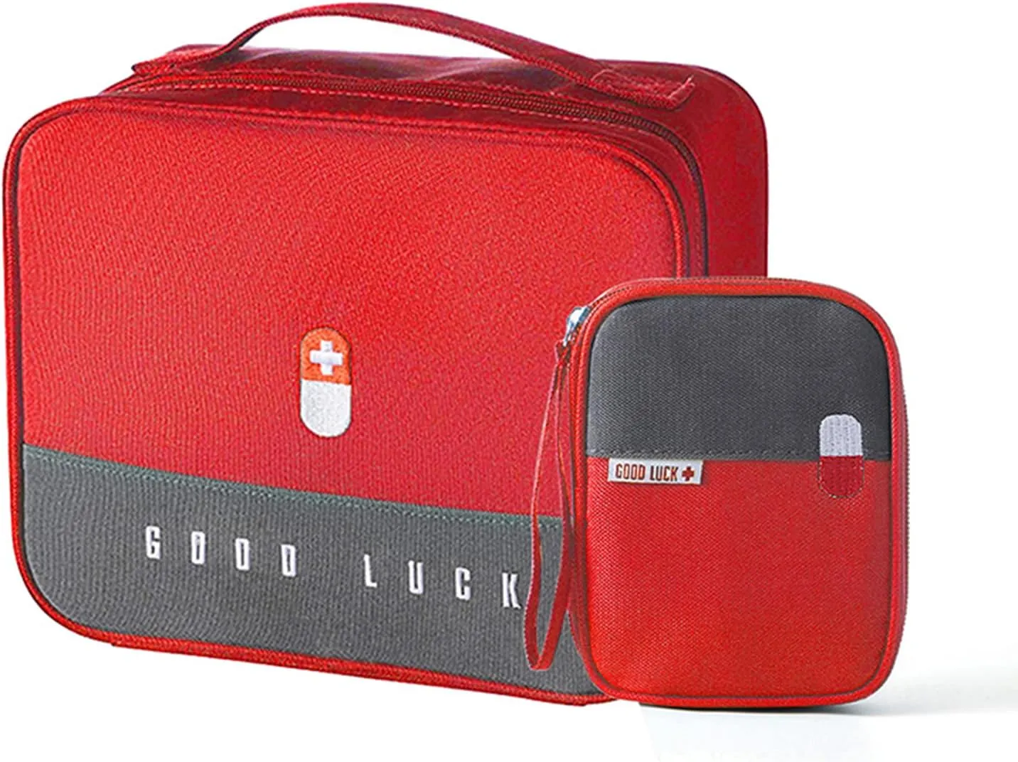 First Aid Bag Empty, Emergency Medic Trauma Bag, Medicine Bag For Traveling Home Hiking Camping Car Office (Large and Small, Red)