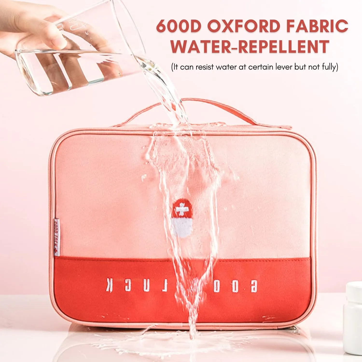 First Aid Bag Empty, Emergency Medic Trauma Bag, Medicine Bag For Traveling Home Hiking Camping Car Office (Large and Small, Red)