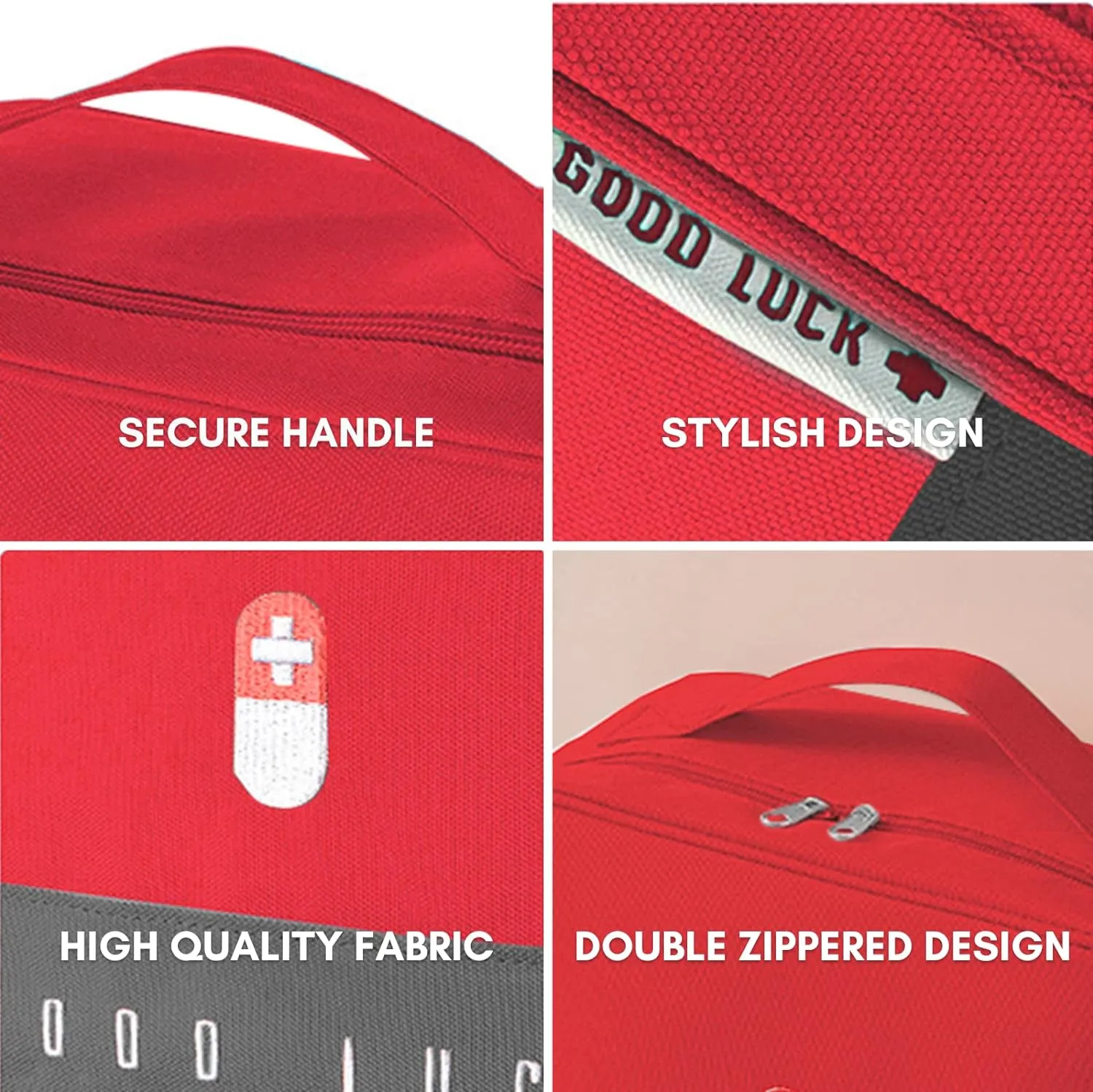 First Aid Bag Empty, Emergency Medic Trauma Bag, Medicine Bag For Traveling Home Hiking Camping Car Office (Large and Small, Red)
