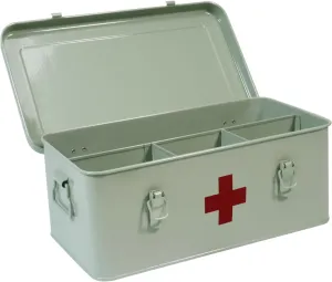First Aid Box Empty, Metal Medicine Box with Safety Lock, Medical Storage Organizer, First Aid Kit Supplies Organizer for Emergency Set (Green)