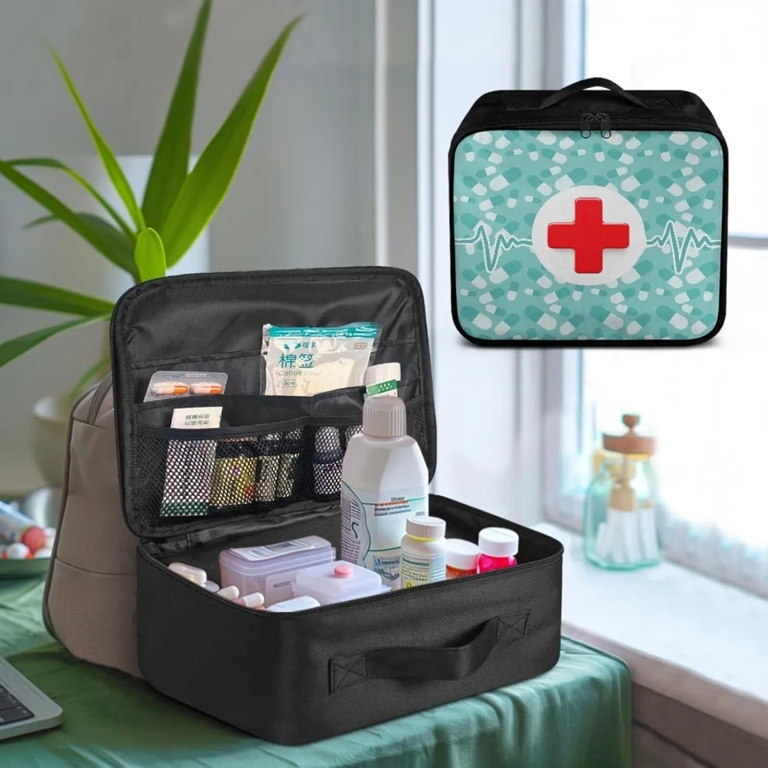 First Aid Kit Bag Empty Medical Kit Medicine Organizer Trauma First Aid Bag Medkit Travel,Sports Hiking,Camping,Hunting Essentials Gear Emergency Survival (Bag Only)