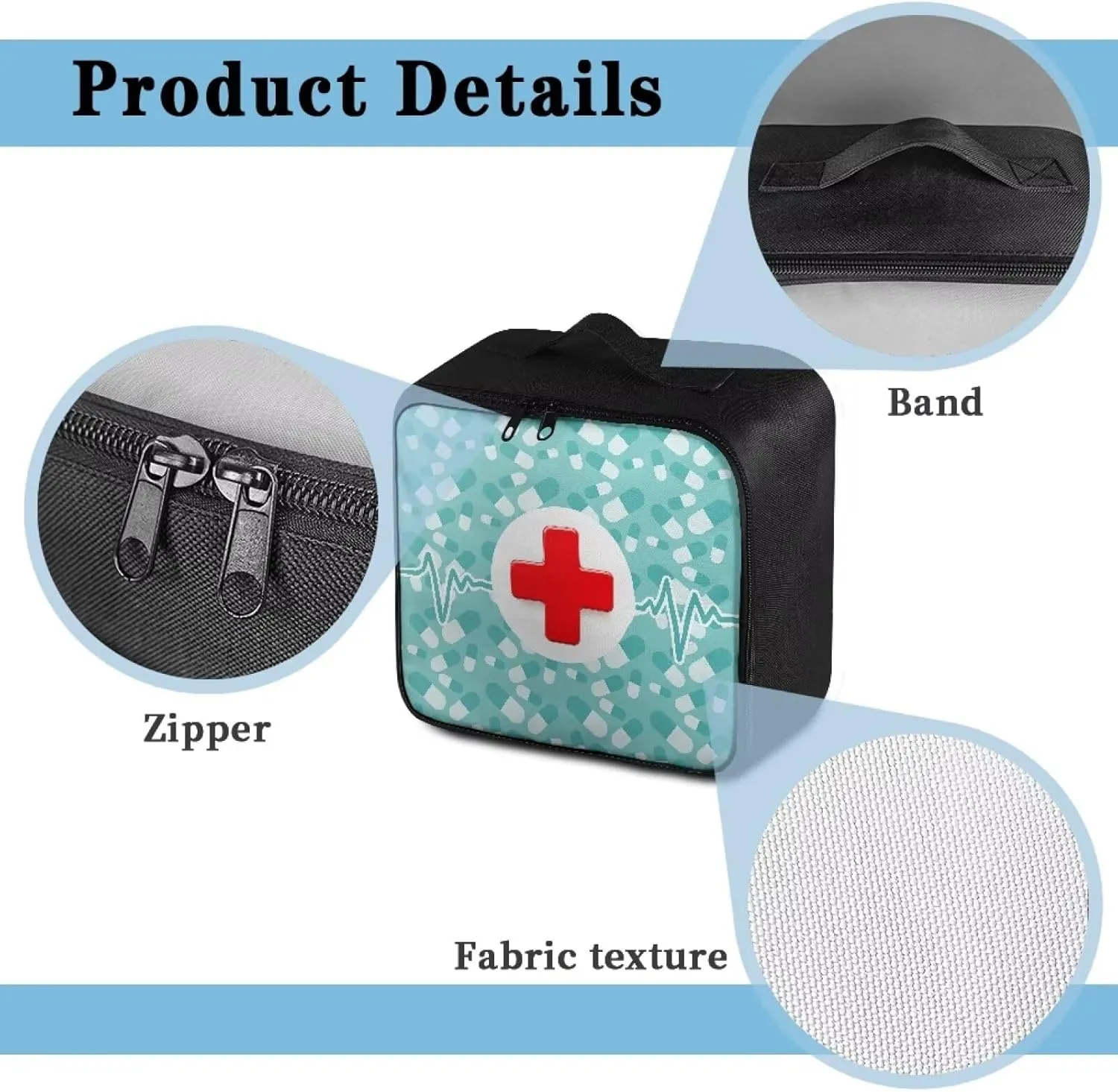 First Aid Kit Bag Empty Medical Kit Medicine Organizer Trauma First Aid Bag Medkit Travel,Sports Hiking,Camping,Hunting Essentials Gear Emergency Survival (Bag Only)