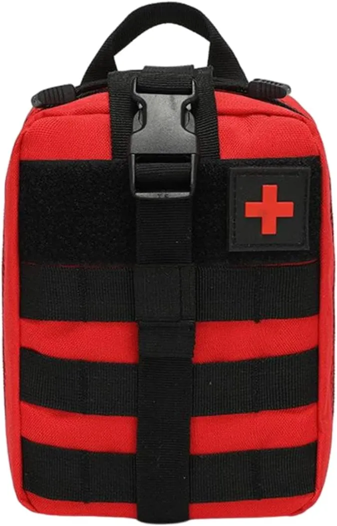 First Aid Molle Pouch Detachable Emergency Waist Bag Backpack Attachment for Camping Red,First Aid
