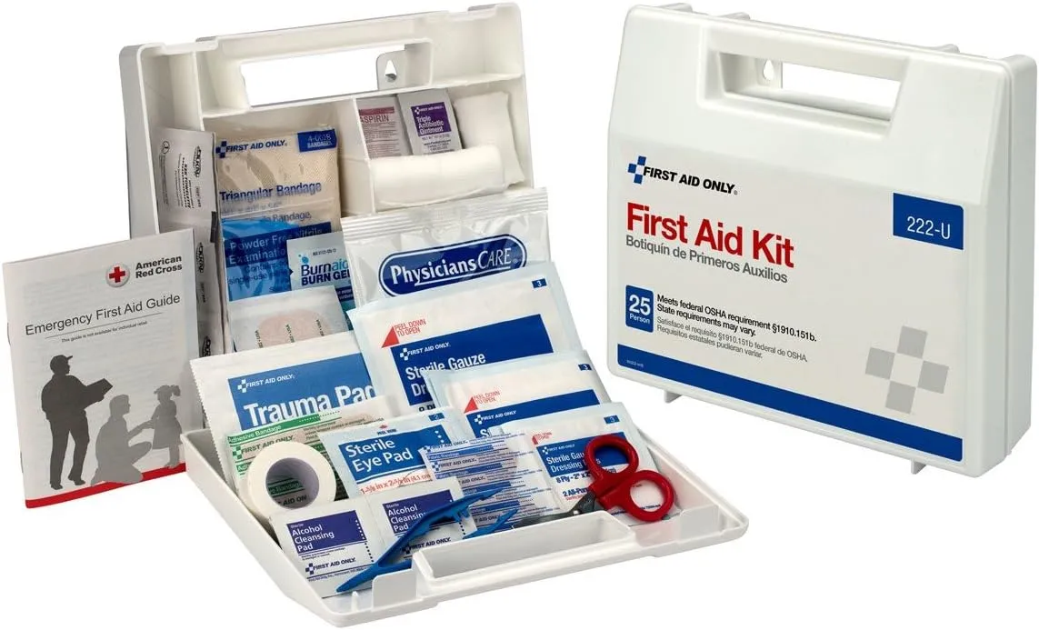 First Aid Only 10 Person First Aid Kit, Plastic Case with Dividers