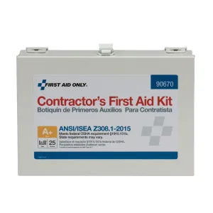 First Aid Only 90670 25-Person ANSI A  Contractor's Emergency First Aid Kit for Home Renovation, Job Sites, and Construction Vehicles, 182 Pieces