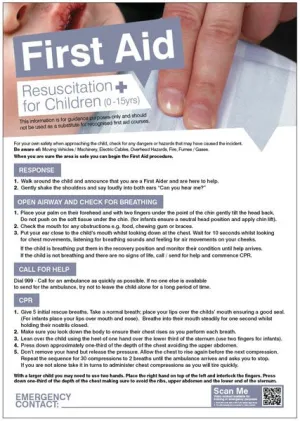 First Aid Poster - Resuscitation for Children