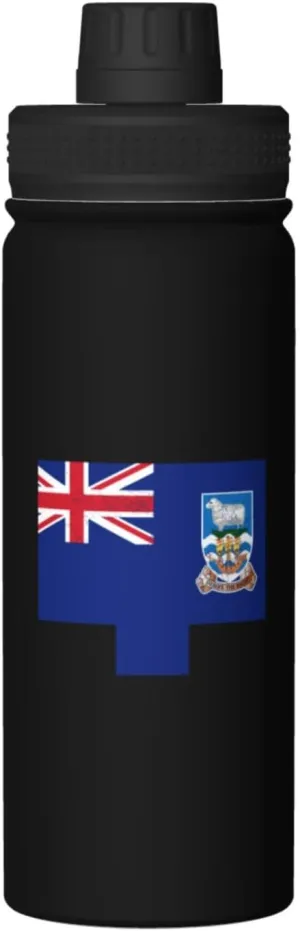Flag Map of the Falkland Islands Water Bottle 18OZ Stainless Steel Insulated Water Bottles With Spout Lid Sports Keep Cold and Hot Water Bottle For Biking Hiking