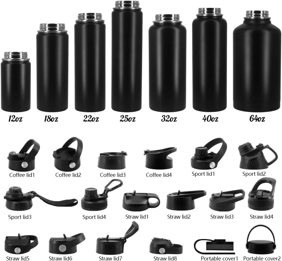 FLASK VANUAT Sports Stainless Steel Wide Mouth Water Bottle Double-Wall Vacuum Insulation Keeps Liquids Hot or Cold with Insulated Thermos Tumbler Mug Cup Sweat Design COLLECTIONS (FLASK S16 | 32OZ)