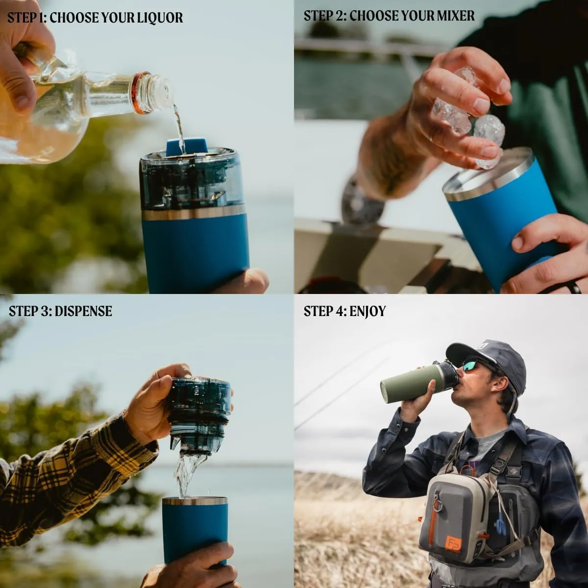 Flaskap Madic System: 6oz/9oz Dispenser Kap and 22oz/30oz Insulated Tumbler, Accessories, Leak Proof Lid, Tumbler Attachment, Stainless Steel Water Bottle