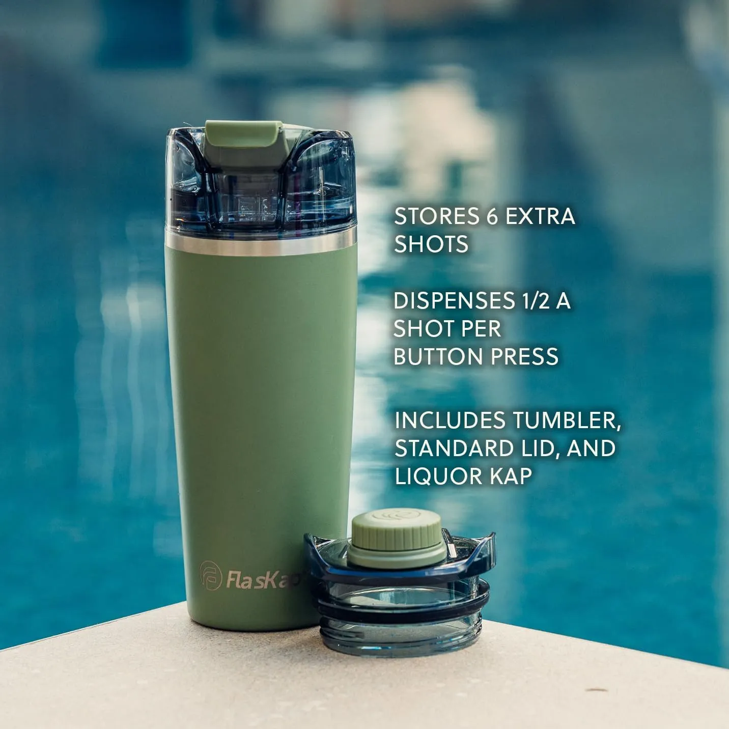Flaskap Madic System: 6oz/9oz Dispenser Kap and 22oz/30oz Insulated Tumbler, Accessories, Leak Proof Lid, Tumbler Attachment, Stainless Steel Water Bottle