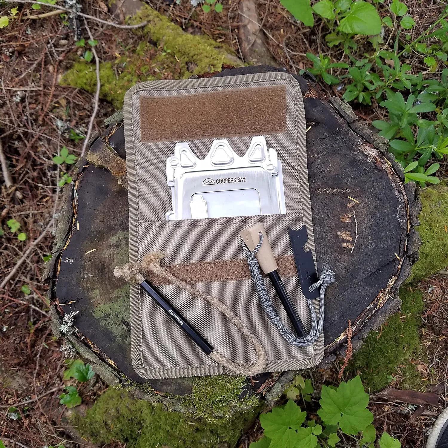 Flatpack Stove/Firestarter Package - Includes Twig Stove, Ferro Rod and FireWick Tinder - Complete Lightweight Backpacking Stove Kit (Titanium)
