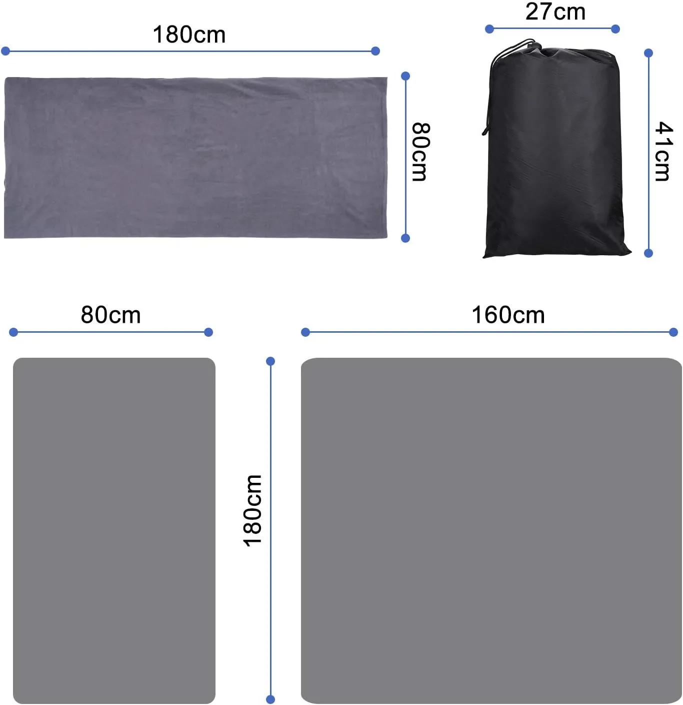 Fleece Sleeping Bag Liner Travel Sheet Camping Sleep Sack Ultralight Zippered Storage Bag Full Sized Zipper Backpacking Blanket for Traveling, Camping, Hiking, Outdoor Activities