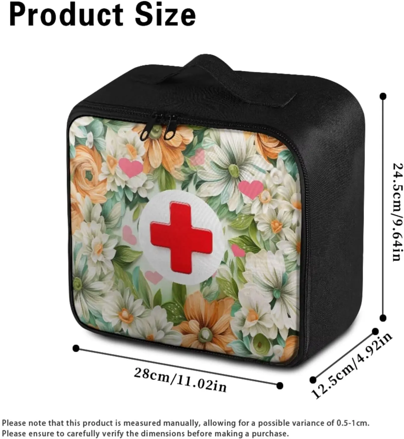 Floral Green Leaf Print First Aid Kit Bag Empty Medical Kit Medicine Organizer Trauma First Aid Bag Medkit Travel,Sports Hiking,Camping,Hunting Essentials Gear Emergency Survival (Bag Only)