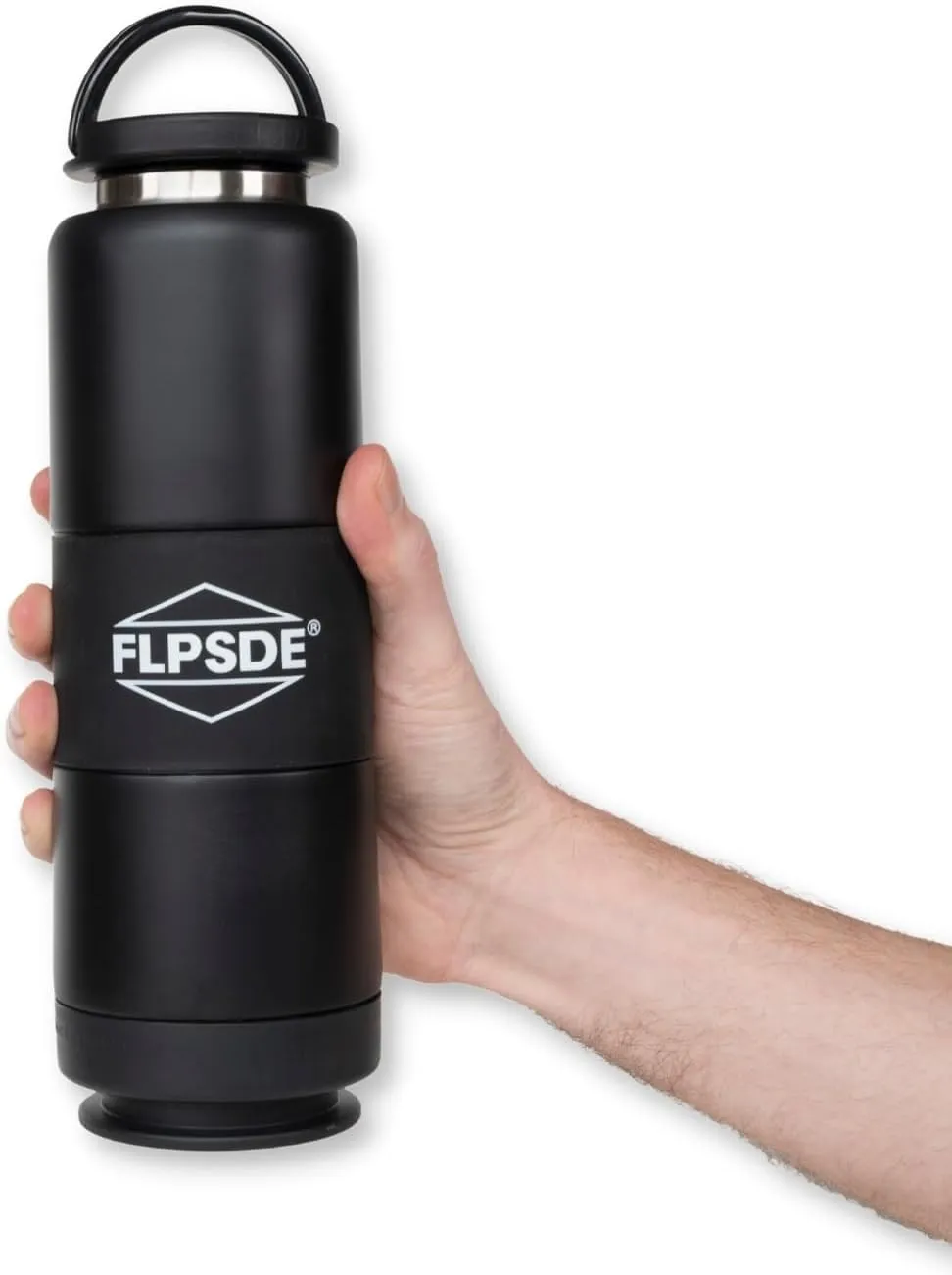 FLPSDE Dual Chamber Water Bottle with Integrated Storage Compartment for Snacks and More - Stainless Steel, Vacuum Insulated - 2 in 1 Container for Travel, School, Hiking, Sports, Work, Office, Gift
