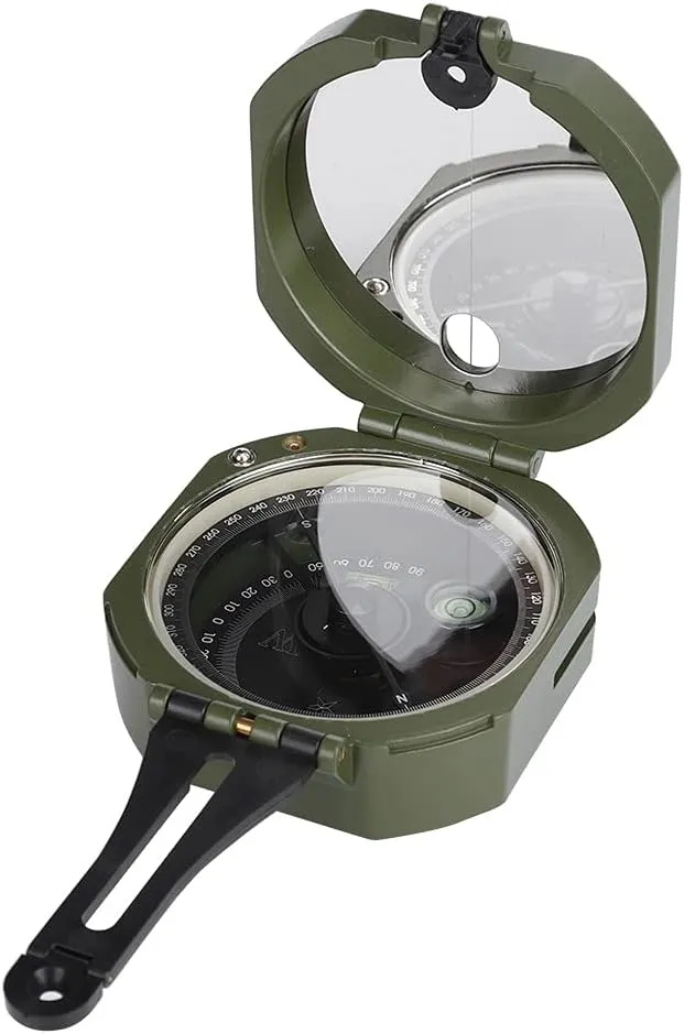 Fluorescent, High Accuracy Geological, Professional Outdoor Magnetic Declination Adjustable for Hiking, Camping, Geology Activities