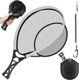 Fly Fishing Landing Net - Trout Net for Freshwater Trout Fishing, Foldable Landing Net with Rubber Mesh for Catch & Release, Ideal for Kayak & Wading Fishing, Includes Storage Bag & Lanyard