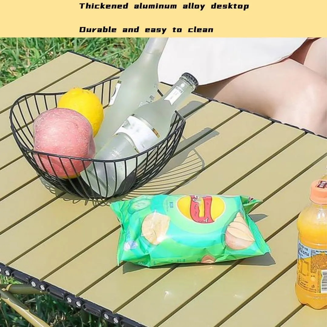 Fold Up Picnic Table - Portable and Lightweight folding table with Adjustable Height for Outdoor Activities Perfect for Picnics and Camping (50cm,Yellow)