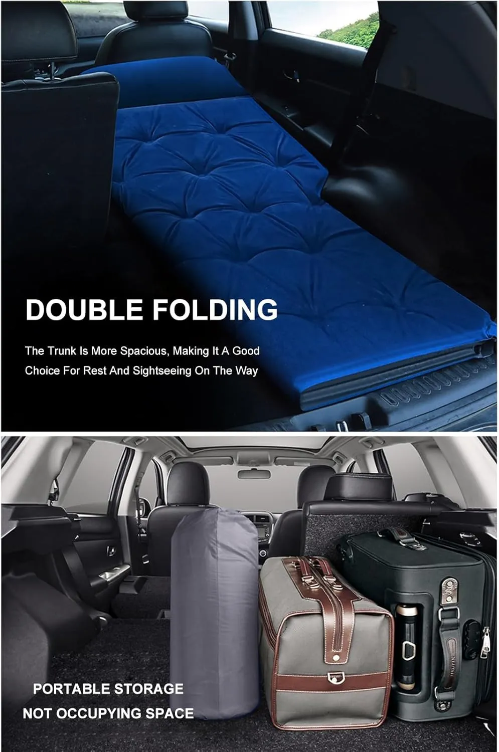 Foldable Car Self Inflating Air Bed, Foam Filled Pillow - Portable Bed for Adults - Portable SUV Mattress for Back Seat - Camping Sleeping Pad by Outdoor Gear,D
