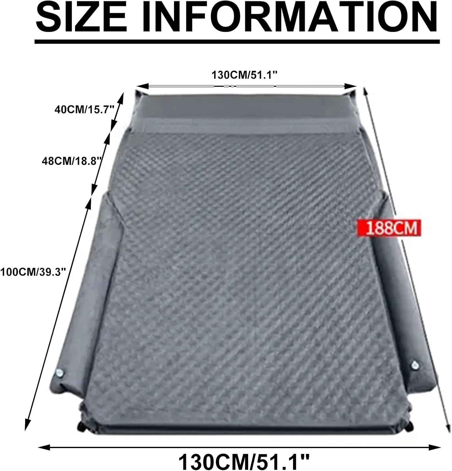 Foldable Car Self Inflating Air Bed, Foam Filled Pillow - Portable Bed for Adults - Portable SUV Mattress for Back Seat - Camping Sleeping Pad by Outdoor Gear,D