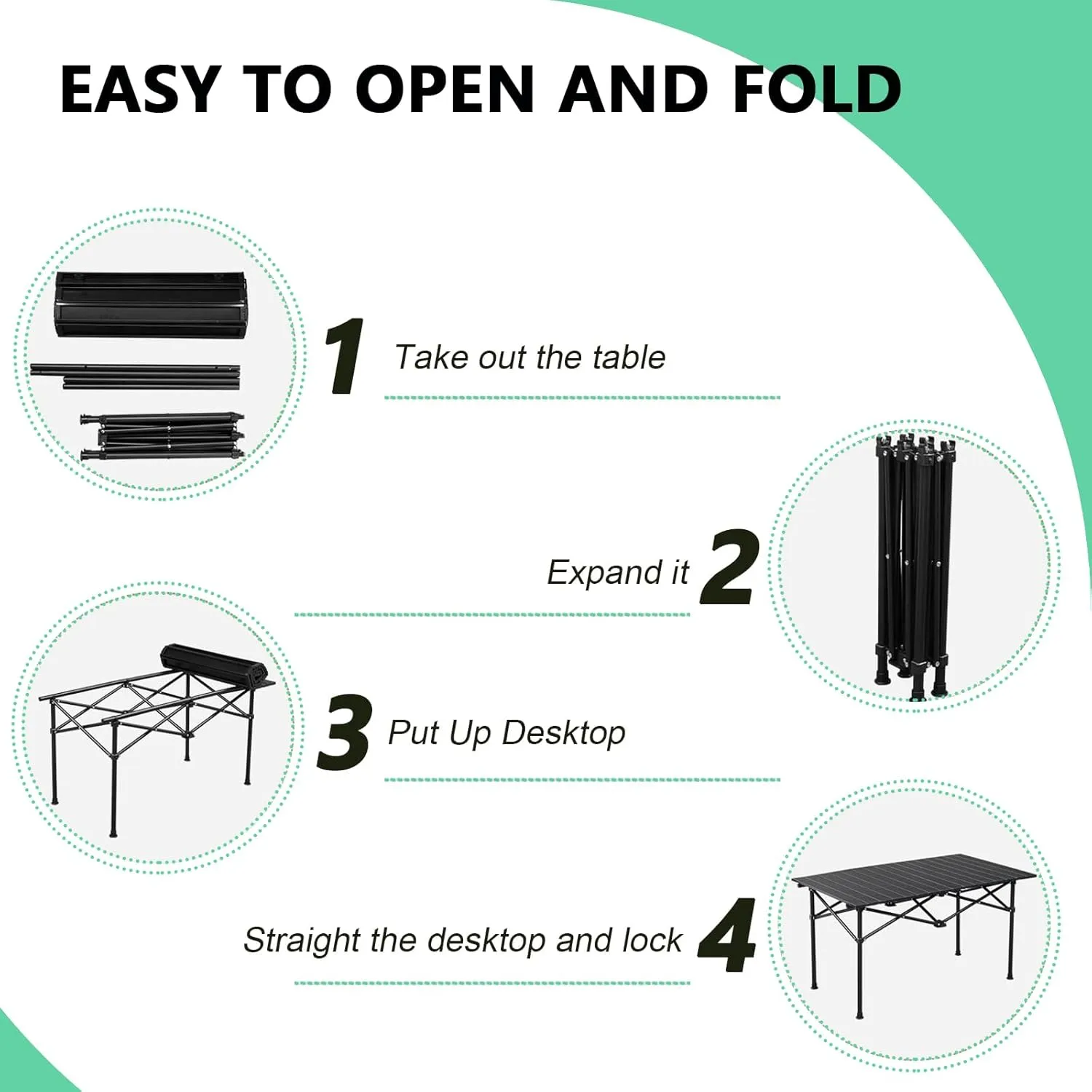 Folding Camping Table, Portable Picnic Table with Carry Bag, Lightweight Aluminum Roll-Up Design for Camping, Backpacking, Beach, BBQ, and Outdoor Parties Wood Color 95×55×50cm/37×21×19.7in