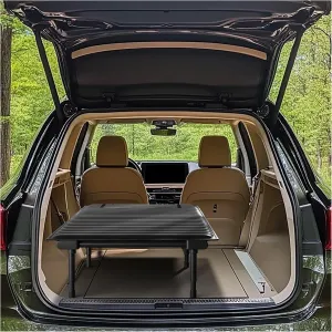 Folding Car Bed with Adjustable Leg and Flexible Length, Camping Bed for Universal SUV Truck MVP Traveling,Non Inflatable Air Mattress 600D Oxford 400lbs Max Black (High Legs)