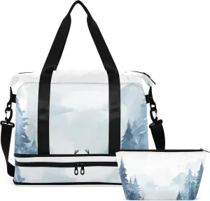Forest Elk Milu Deer Gym Bag for Women & Men,Duffel Bag with Shoe Pocket,Weekender Overnight Bag with Trolley Sleeve for Travel 21215946
