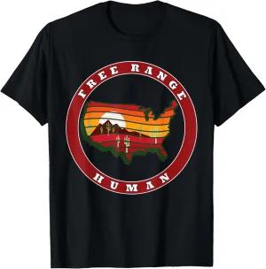 Free Range Human Mountain Hiking Nomad Camping Adventure T-Shirt