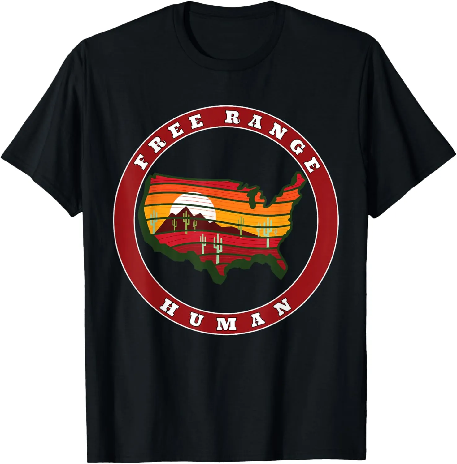 Free Range Human Mountain Hiking Nomad Camping Adventure T-Shirt