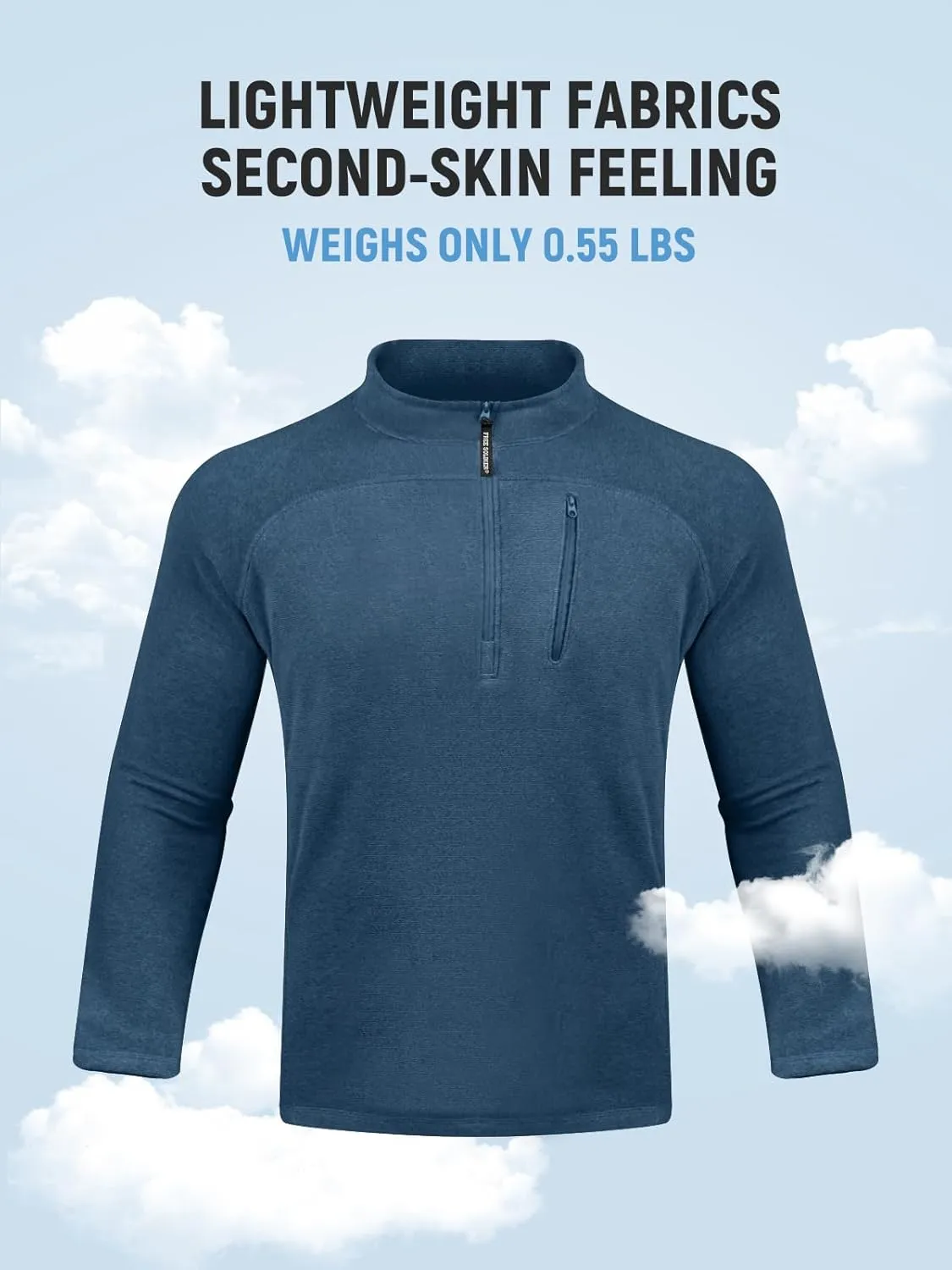 FREE SOLDIER Men's Quarter Zip Pullover Fleece Jacket Lightweight Sweaters Long Sleeve Thermal Half Zip Up Golf Sweatshirt
