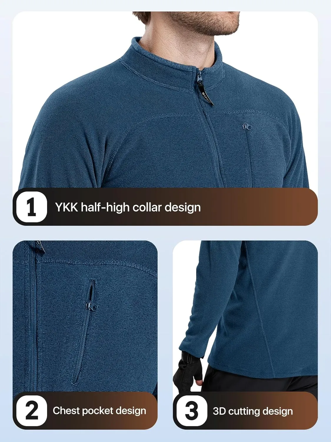 FREE SOLDIER Men's Quarter Zip Pullover Fleece Jacket Lightweight Sweaters Long Sleeve Thermal Half Zip Up Golf Sweatshirt
