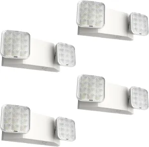 FREELICHT 4 Pack LED Emergency Lights for Business, with Battery Backup, Two Head Adjustable LED Emergency Square Lighting, UL 924 Certified