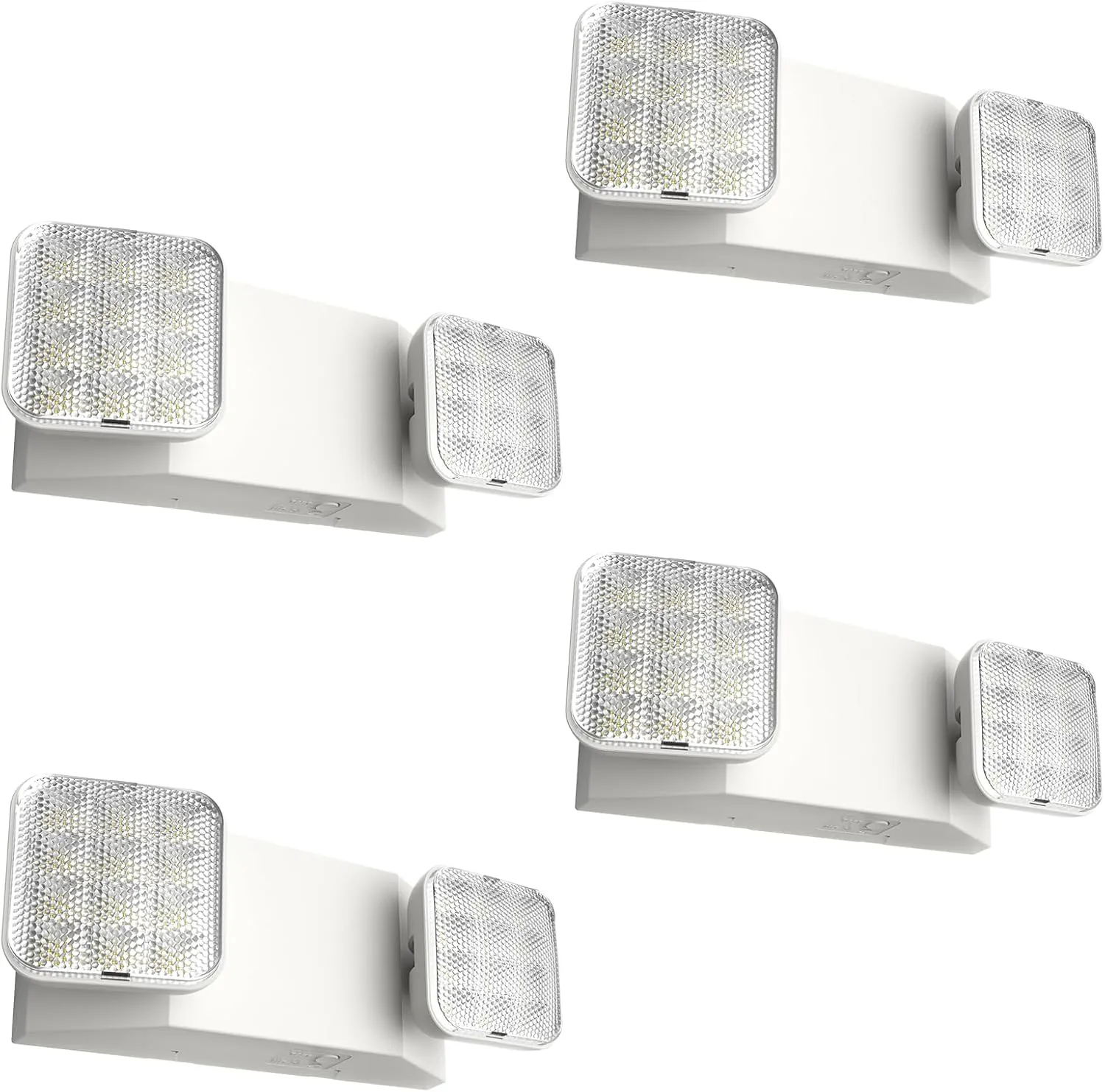 FREELICHT 4 Pack LED Emergency Lights for Business, with Battery Backup, Two Head Adjustable LED Emergency Square Lighting, UL 924 Certified