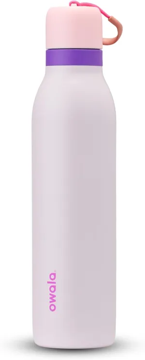 FreeSip Twist Insulated Stainless Steel Water Bottle with Straw for Sports and Travel, BPA-Free, 24-oz, Pink/Purple (Dreamy Field)