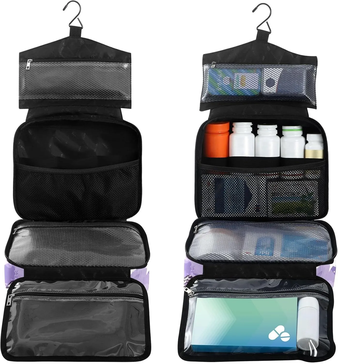 Fustylead Beautiful Purple Butterflies and Flower Large Medical Supplies Organizer Bag with Zipper Empty First Aid Bag Trauma Kit for Traveling Hiking Camping