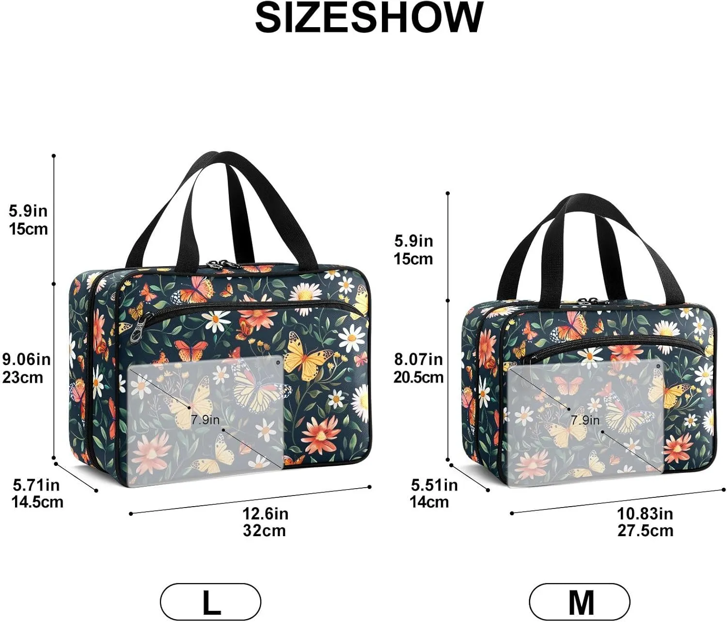 Fustylead Beautiful Vibrant Butterflies and Flowers Large Medical Storage Bag with Zipper Empty First Aid Bag Trauma Kit for Traveling Hiking Camping Backpacking