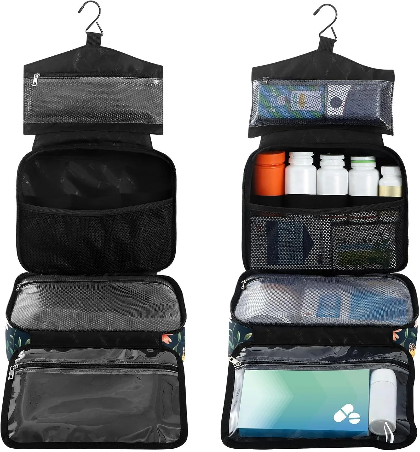 Fustylead Beautiful Vibrant Butterflies and Flowers Large Medical Storage Bag with Zipper Empty First Aid Bag Trauma Kit for Traveling Hiking Camping Backpacking