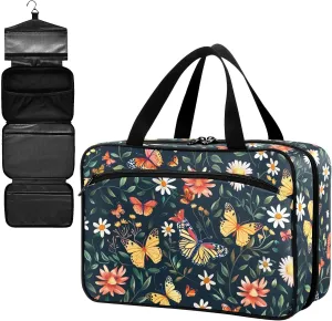 Fustylead Beautiful Vibrant Butterflies and Flowers Large Medical Storage Bag with Zipper Empty First Aid Bag Trauma Kit for Traveling Hiking Camping Backpacking