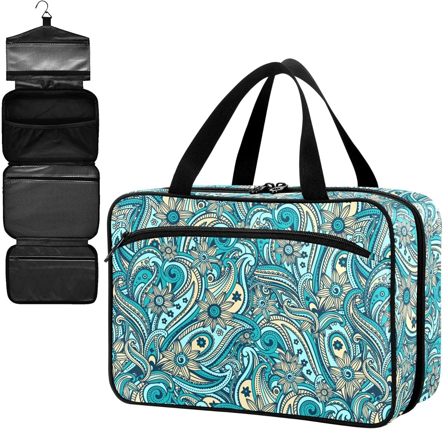 Fustylead Beautiful Vintage Paisley Large Medical Supplies Organizer Bag with Zipper Empty First Aid Bag Trauma Kit for Traveling Hiking Camping
