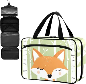 Fustylead Cute Fox Forest Cartoon Woodland Animal Large Medical Storage Bag with Zipper Empty First Aid Bag Trauma Kit for Traveling Hiking Camping Backpacking