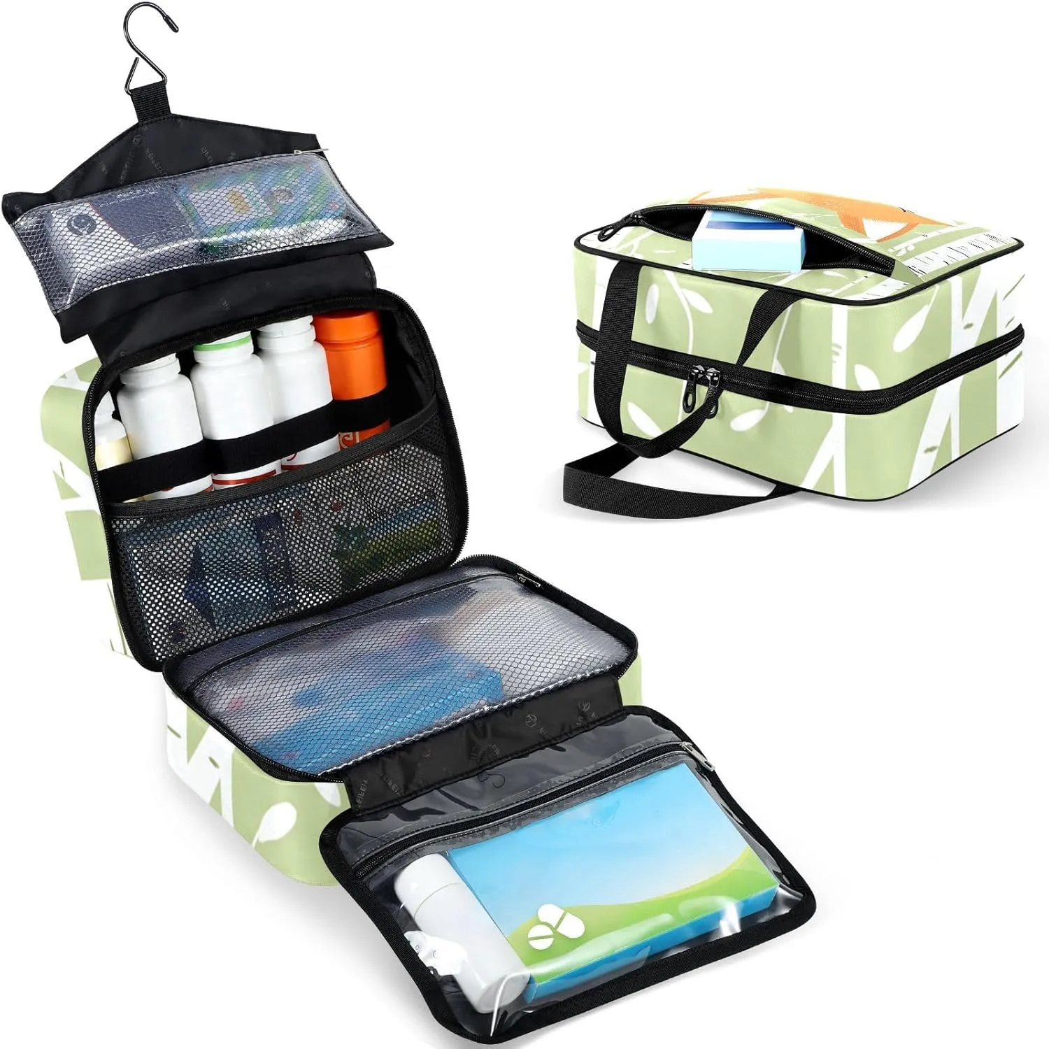 Fustylead Cute Fox Forest Cartoon Woodland Animal Large Medical Storage Bag with Zipper Empty First Aid Bag Trauma Kit for Traveling Hiking Camping Backpacking