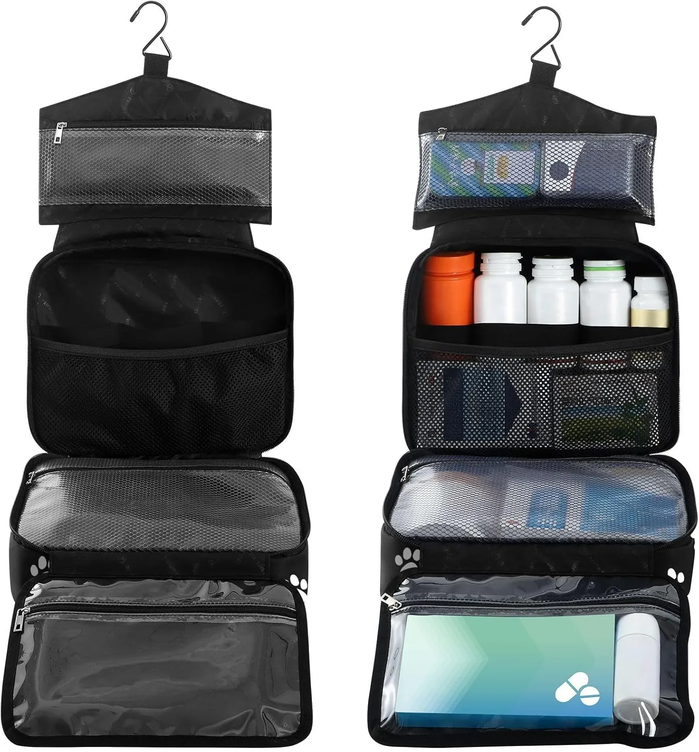 Fustylead Design Cute Paw Prints in White and Gray Large Medical Supplies Organizer Bag with Zipper Empty First Aid Bag Trauma Kit for Traveling Hiking Camping