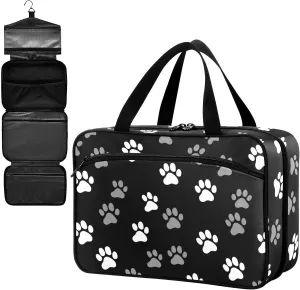 Fustylead Design Cute Paw Prints in White and Gray Large Medical Supplies Organizer Bag with Zipper Empty First Aid Bag Trauma Kit for Traveling Hiking Camping