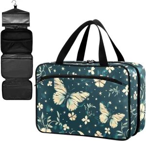 Fustylead Flying Butterfly and Floral Moon Stars Large Medical Supplies Organizer Bag with Zipper Empty First Aid Bag Trauma Kit for Traveling Hiking Camping