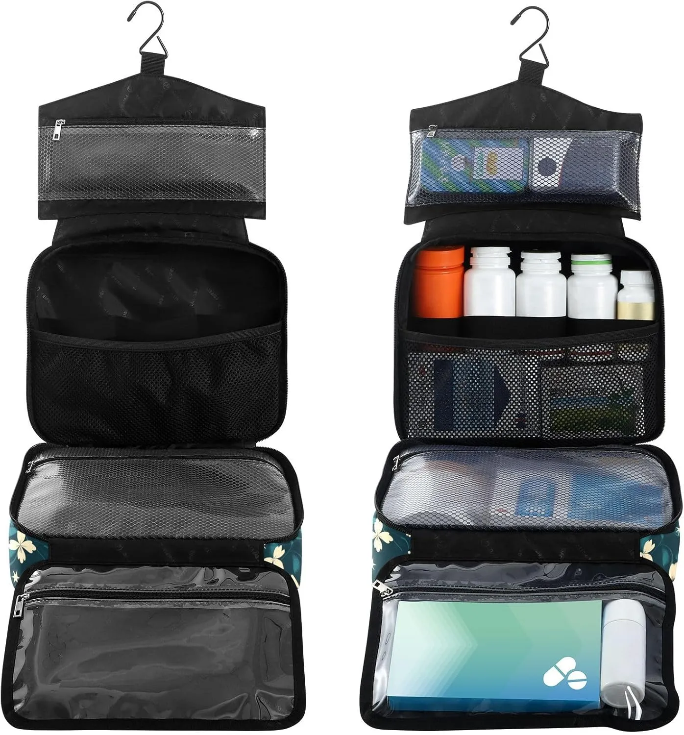 Fustylead Flying Butterfly and Floral Moon Stars Large Medical Supplies Organizer Bag with Zipper Empty First Aid Bag Trauma Kit for Traveling Hiking Camping
