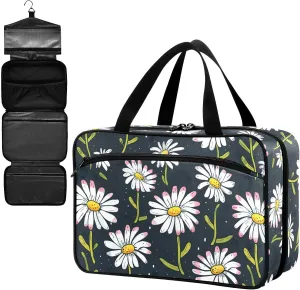 Fustylead Hand Draw Cartoon Daisy Flowers Large Medical Supplies Organizer Bag with Zipper Empty First Aid Bag Trauma Kit for Traveling Hiking Camping
