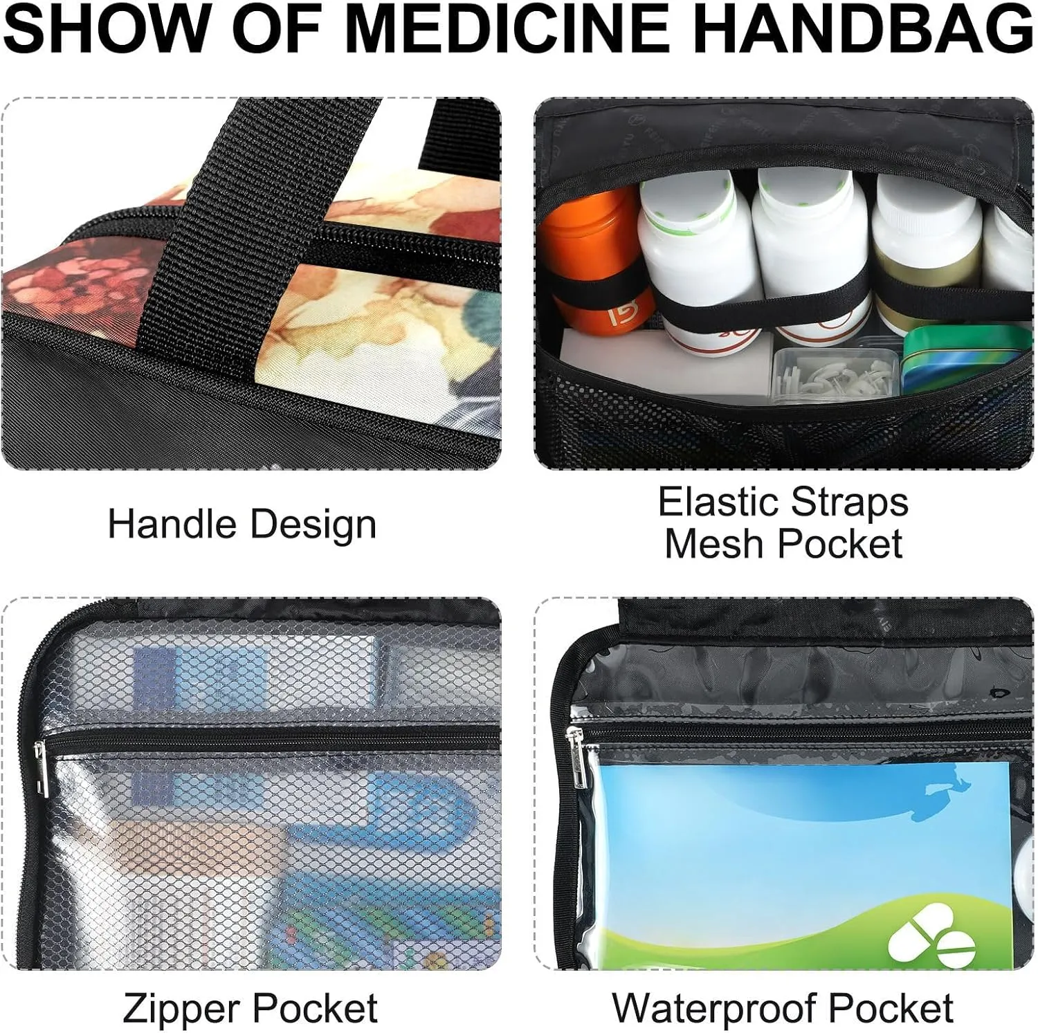 Fustylead Retro Floral Skull Watercolor Empty Travel First Aid Bag Large Home Medication Bag with Zipper for Pills,Vitamin,Fish Oil,Supplements for Women and Men
