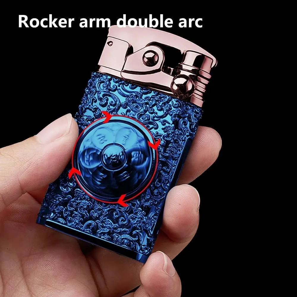 GADATOP Electric Lighter Rechargeable Lighter USB Personalized Creative Lighter Rocker Lighter Windproof Flameless Lighter Double Arc Plasma Lighter Cool Lighter with Gift Box (Blue)