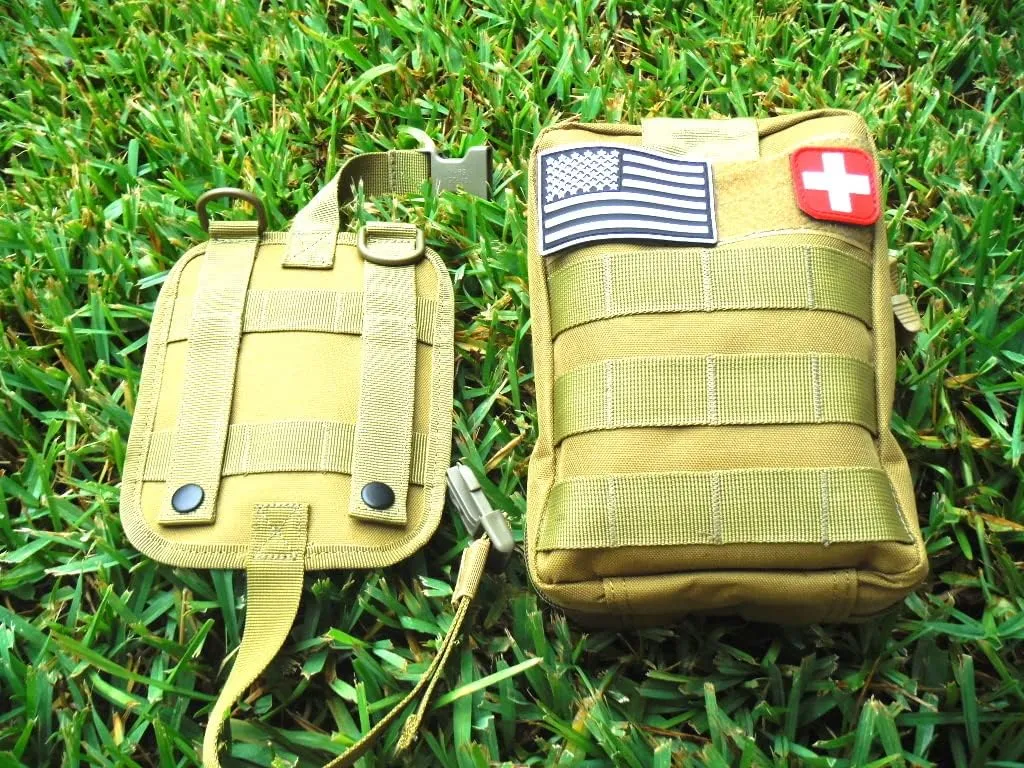 Galaxy 251 Pcs First Aid Kits for Survival Emergency Trauma Military Combat Tactical Medical Hunting Camping Hiking IFAK EMT Bag (Khaki)
