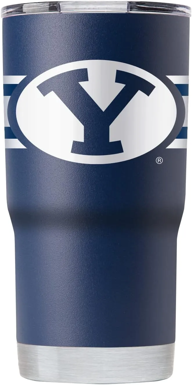 Gametime Sidekicks BYU 20oz Navy Tumbler - Officially Licensed, 18/8 Stainless Steel, Double-walled, Vacuum-insulated, UV LED Printed Logos, Sweatless, Stays Hot/Cold - 360 Wrap