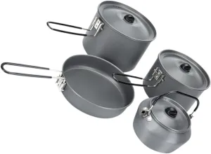 GANAZONO Camping Cooking Set 3-Pot Outdoor Cooking Kit Nonstick Teapot Pots and Pans Compact and Easy to Store for Camping Hiking and Outdoor Use